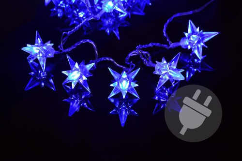 Vianočné LED svetlá v podobe modrých hviezd