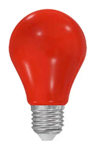 Červená led žiarovka 1 W s klasickou žiarovkou
