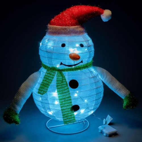 Osvetlená vianočná dekorácia - snehuliak
